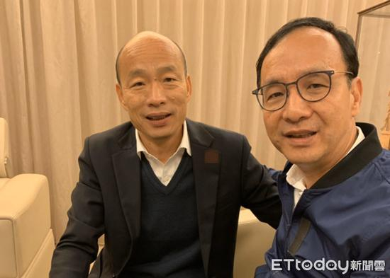 朱立伦于开票后拜会韩国瑜，表达安慰与致歉。（图片来源：台湾“东森新闻云”）