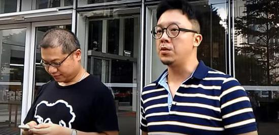 钟健平（右）与“港独”分子梁金成（左）关系密切，图源：《大公报》