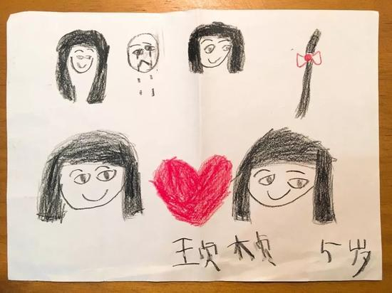 5岁小朋友王贞桢随头发寄来的画。新京报记者罗芊摄