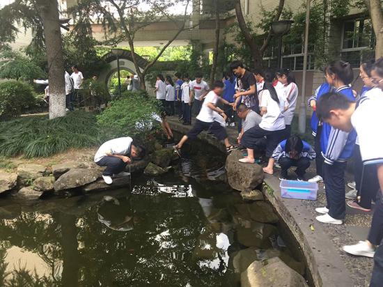 学生比赛钓小龙虾
