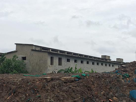 桂林洋马场早年设计规划的马厩，项目停滞后，一度被用来养猪。澎湃新闻记者 李闻莺 摄