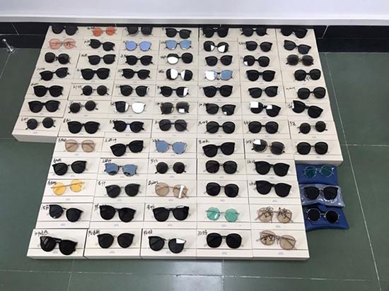 龙岗警方收缴的假冒Gentle Monster品牌墨镜。警方供图