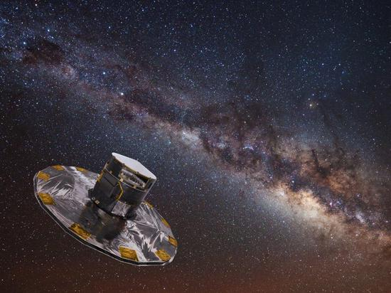 ∆&nbsp;盖亚宇宙飞船绘制的银河系恒星图。图据欧洲航天局