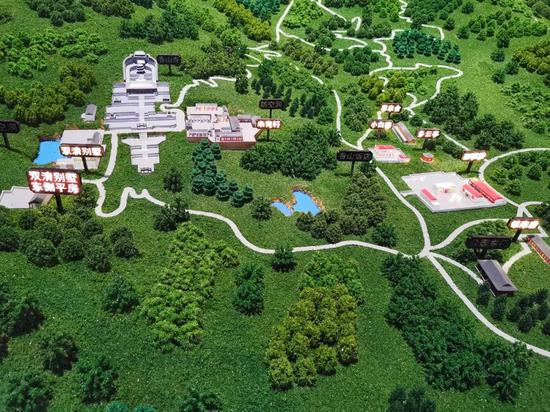 　△中共中央主要机关在香山的分布沙盘。