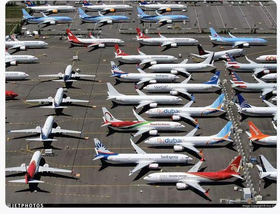  波音737 MAX大批量停飞。/ 推特截图