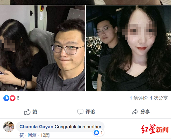 　　↑吕思社交媒体上晒出的与美女的亲密照片，下面有人留言称“恭喜你，兄弟。”（图据吕思社交媒体账号）