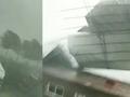 河南柘城暴雨 天黑如夜狂风掀飞屋顶 交警紧急抢险