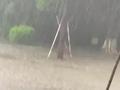 男生骑车暴雨中前行,积水淹没车轮,网友:撑伞是最后的仪式感