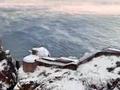 威海海域现海浩奇观:天上飘着雪,海上却像烧开了锅