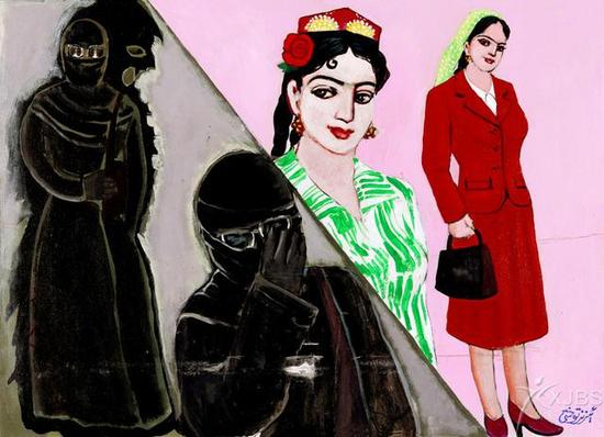 左为吉里巴甫服 来源：新疆新闻在线