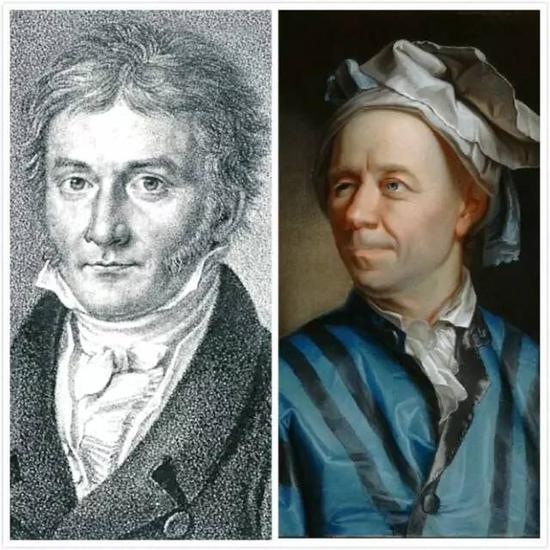 著名数学家高斯（左）、欧拉（右），图片来自Wikipedia