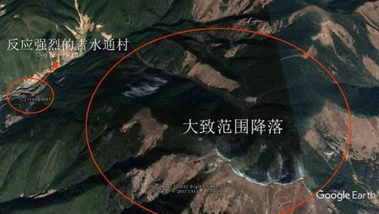 刘文杰划定的陨落范围