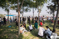 观潮者走后留下一地垃圾