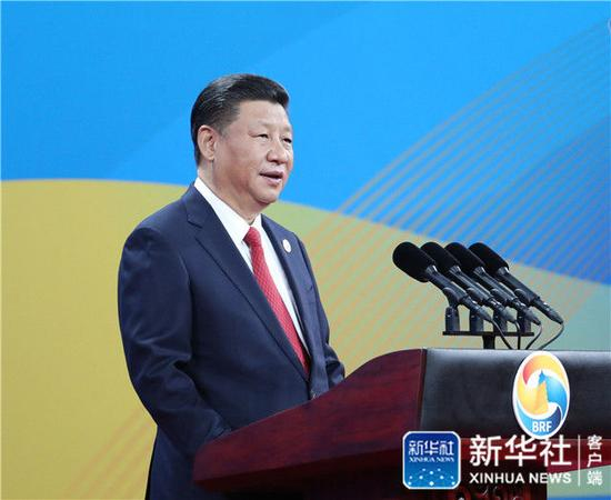 2017年5月14日，习近平在北京出席“一带一路”国际合作高峰论坛开幕式，并发表题为《携手推进“一带一路”建设》的主旨演讲。新华社记者 马占成 摄