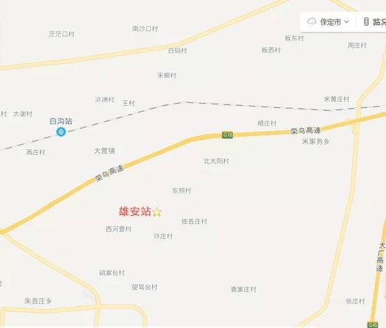 图中标示即为雄安站位置