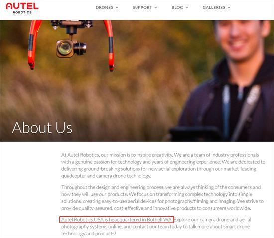 美国Autel Robotics公司官网截图