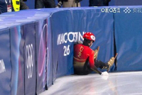 短道速滑男子1500米1/4决赛，林孝埈摔倒出局，刘少昂、孙龙晋级