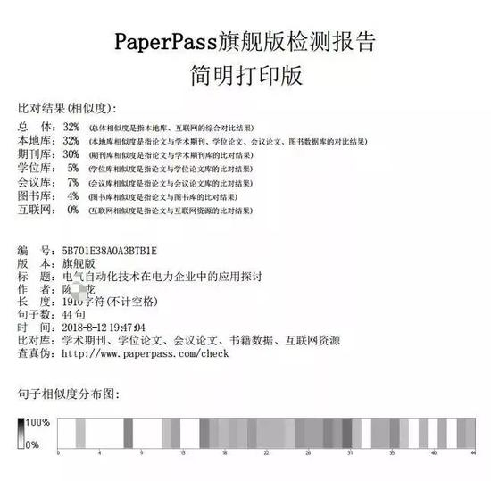 ►PaperPass：学生论文检测报告