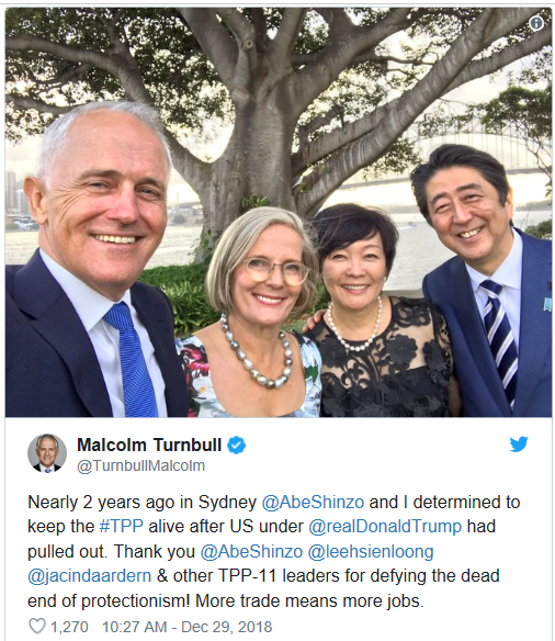 澳大利亚前总理特恩布尔发表推特，艾特美国总统特朗普。