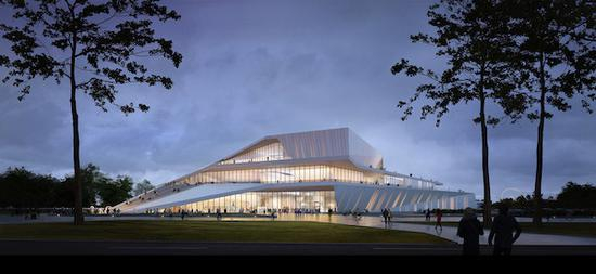 白色表面与玻璃结构模仿了黑龙江冬季的冰层