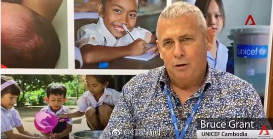 UNICEF的布鲁斯呼吁游客到柬埔寨时不要从小孩手里买东西&nbsp;图据新加坡亚洲新闻台