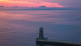 山东日照：清晨海湾霞光漫天