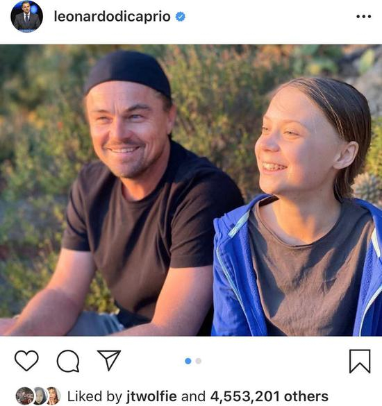 通贝里和小李子 图自迪克普里奥11月2日社交媒体