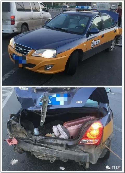 丁先生在事故现场拍摄的“出租车”，后证明为套牌出租车