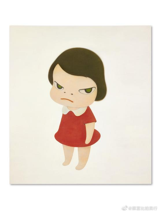 奈良美智《背后藏刀》。图片来自官方微博