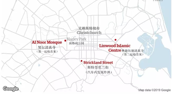 新西兰克赖斯特彻奇地图。（图片来源：英国《卫报》）