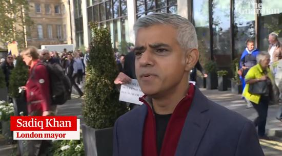 伦敦市长萨迪克•汗 图示卫报视频截图