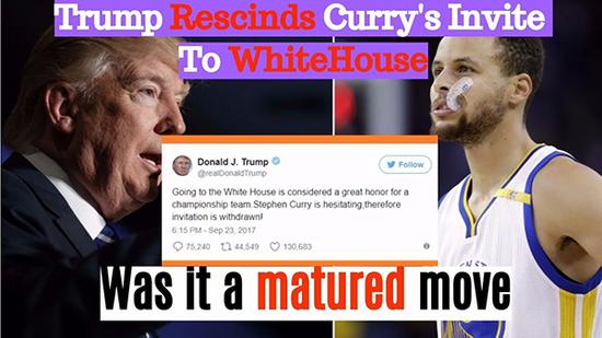 库里和特朗普“开战”。