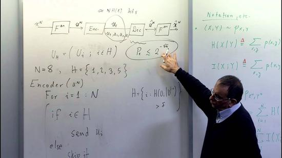 阿里坎教授讲解极化码（YouTube视频截图）