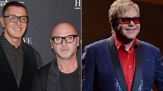 埃尔顿·约翰（右）为此还呼吁抵制D&G 图自ABC新闻网