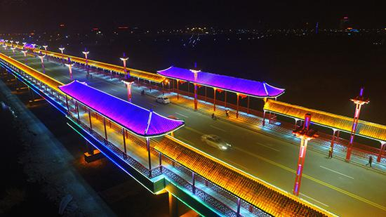 航拍山东省日照市莒县沭河莒安大桥 IC 资料图