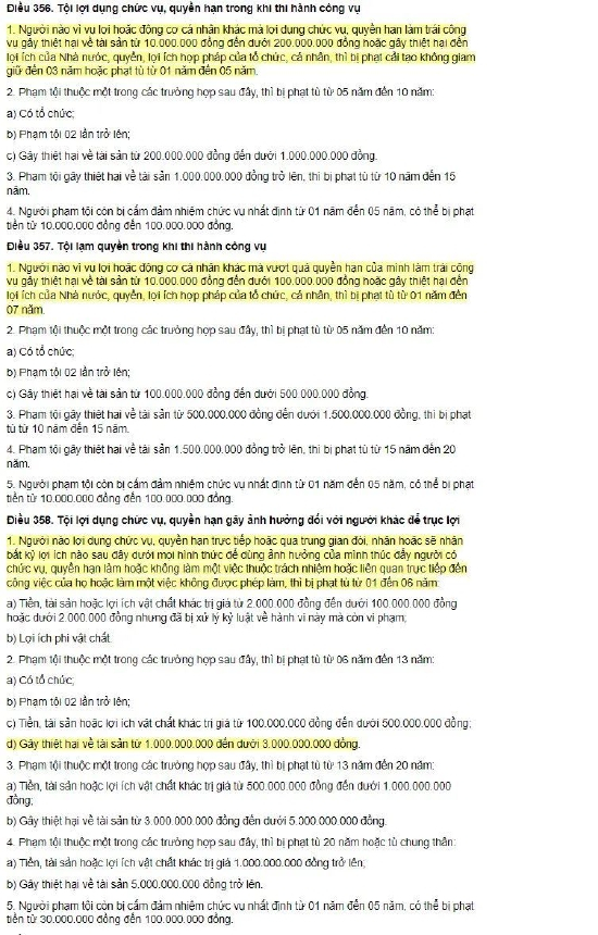 越南刑法第356-358条规定截图