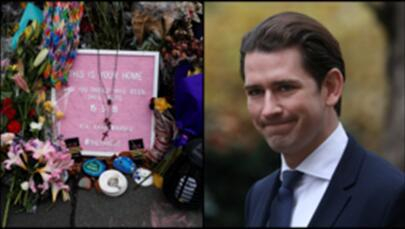 新西兰清真寺外的纪念牌匾 / 奥地利总理塞巴斯蒂安•库尔茨 图片来源：路透社