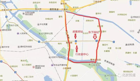 图中红线内即为潞源街道范围。