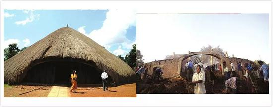 △&nbsp;卡苏比王陵火灾前后对比图 | 图片来源：新华社/路透社