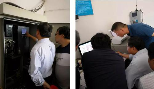 督察人员现场检查沙甸永和冶炼厂在线监控设备运行情况