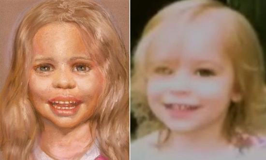 ▲吉布森画出的“格雷斯宝贝”和本人照片对比 受访人供图