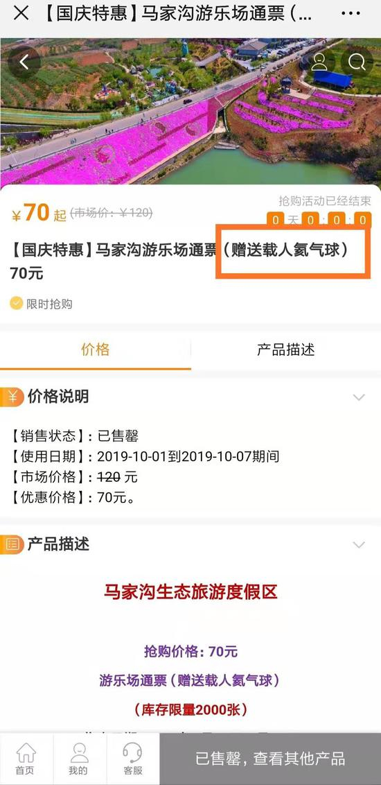 某旅游网站介绍，马家沟生态旅游景区游乐场的通票中包含载人氦气球项目。