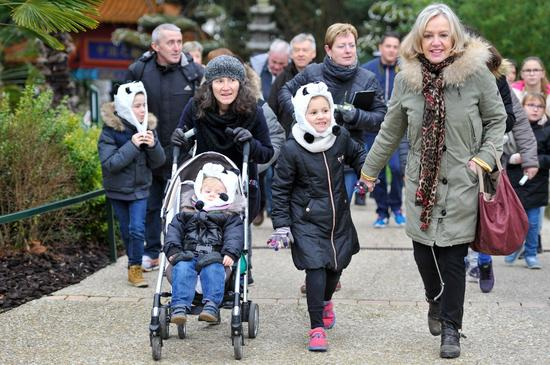 1月13日，游客在法国圣艾尼昂市博瓦勒野生动物园参观。（新华社记者陈益宸摄）