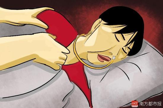 　　妻子张津华再没能醒来，这个正处盛年、爱美又能干的女人变为了植物人，在床上一躺九年，容颜已枯朽。（画作者：罗逸爵）