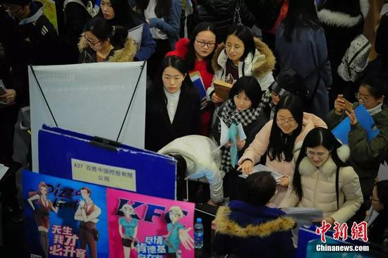 资料图：大学生应聘现场。中新社记者 佟郁 摄