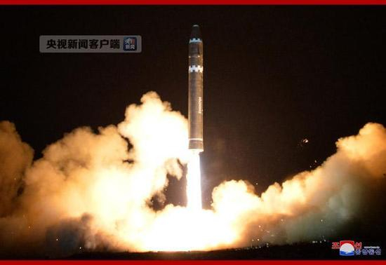 △图为11月29日导弹发射照&nbsp;来自朝中社