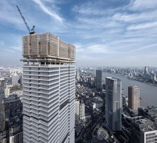 塔楼立面幕墙细节 2017年12月建设期间实景