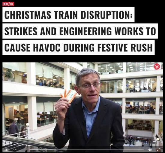 ▲圣诞期间列车班次停运：罢运与施工造成了节日高峰的巨大破坏（via The Guardian）