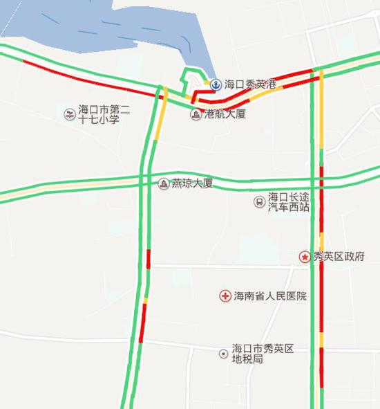 ▲发稿时的实时拥堵情况（图片来源：百度地图）