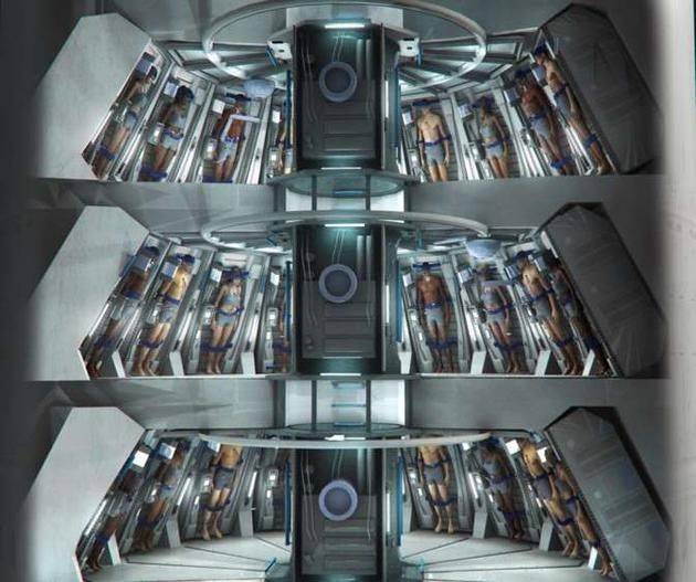 用于长期太空旅行的多人冬眠舱效果图